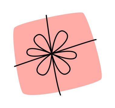 El çizimi soyut hediye kutusu doğum günü tasarım öğesi. Vektör illüstrasyonu