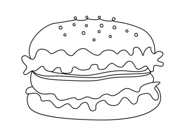 Hamburger fast food atıştırmalığı. Vektör illüstrasyonu