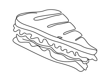 Sandviç fast food atıştırmalığı. Vektör illüstrasyonu