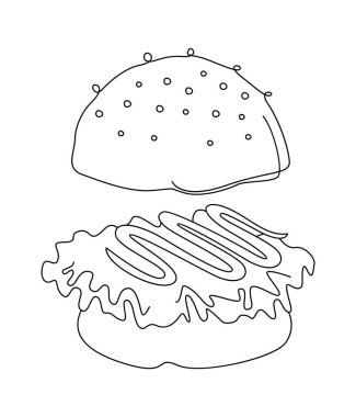 Hamburger fast food atıştırmalığı. Vektör illüstrasyonu