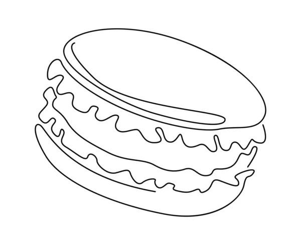 Dolci Macaron Dessert Line Art Illustrazione Vettoriale — Vettoriale Stock