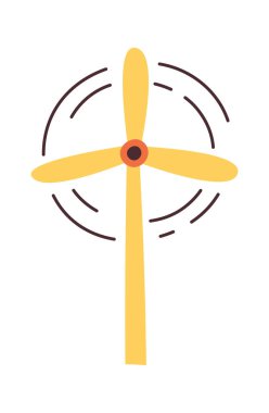 Yel değirmeni rüzgar enerjisi organik elektrik üretiyor. Vektör illüstrasyonu