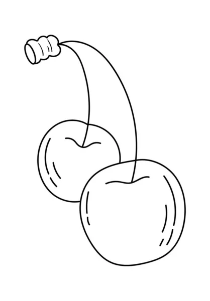 Cherry Line Art Disegnato Mano Schizzo Dettagliato Art Illustrazione Vettoriale — Vettoriale Stock
