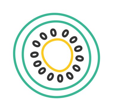 Devamlı kivi meyve çizgisi sanat Renkli çizgiler tasarım elementi. Vektör illüstrasyonu