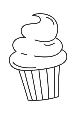 Kremalı pasta doğrusal tasarım öğesi Tatil yemeği. Vektör illüstrasyonu