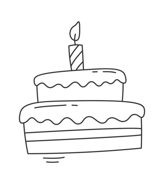 誕生日ケーキリニアデザイン要素休日の食べ物 ベクターイラスト — ストックベクタ
