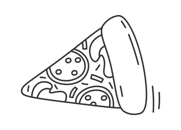 Кусок Пиццы Линейный Элемент Праздничная Еда Векторная Иллюстрация — стоковый вектор