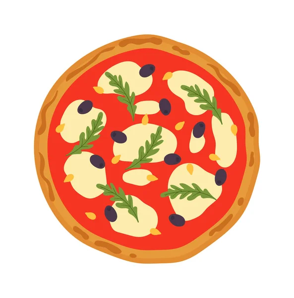 Вкусная Пицца Сыром Моцарелла Векторная Иллюстрация — стоковый вектор