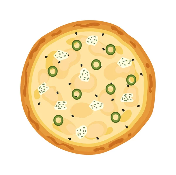 Pizza Queijo Duplo Saborosa Ilustração Vetorial — Vetor de Stock