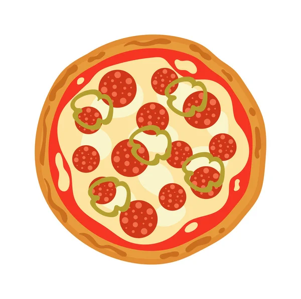 Lekkere Pizza Met Peperoni Vectorillustratie — Stockvector