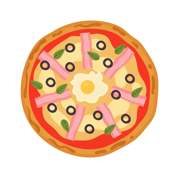 Chutná Pizza Hranolkama Slaninou Vektorová Ilustrace — Stockový vektor