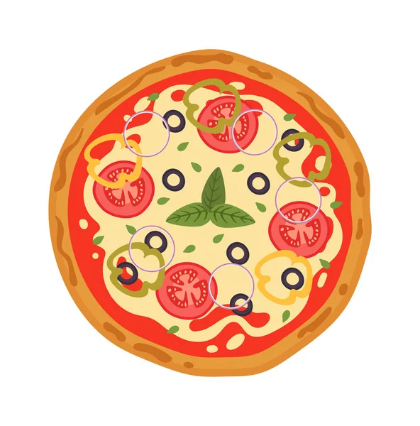 Smaklig Italiensk Pizza Vektorillustration — Stock vektor