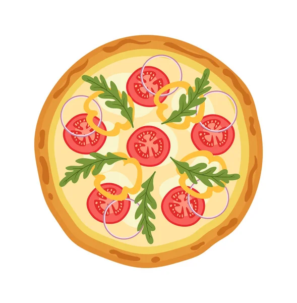 Smaklig Pizza Med Salami Ingredienser Vektorillustration — Stock vektor
