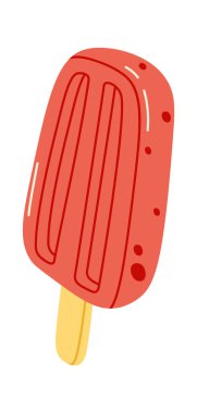 Çilekli dondurma vektör düz çizim Tatlı tatlı