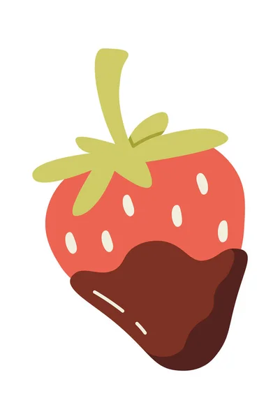 Erdbeere Schokoladenvektor Flache Illustration Leckere Rote Beere — Stockvektor