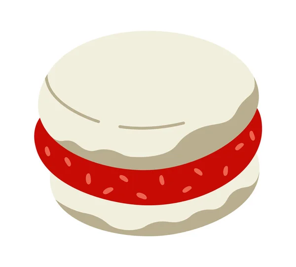 Macaroon Strawberry Jam Vector Flat Illustration Sweet Dessert — Stock Vector