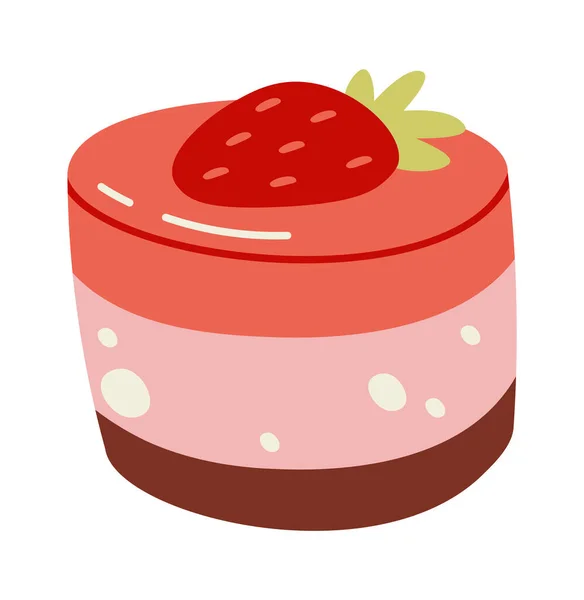 Επιδόρπιο Μαρμελάδα Φράουλα Διάνυσμα Επίπεδη Απεικόνιση Γλυκά — Διανυσματικό Αρχείο