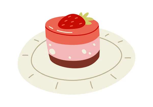 Dessert Mit Erdbeermarmelade Vektor Flache Illustration Süßigkeiten — Stockvektor