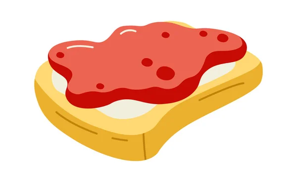 带有草莓果酱向量平面插图的烤面包 — 图库矢量图片