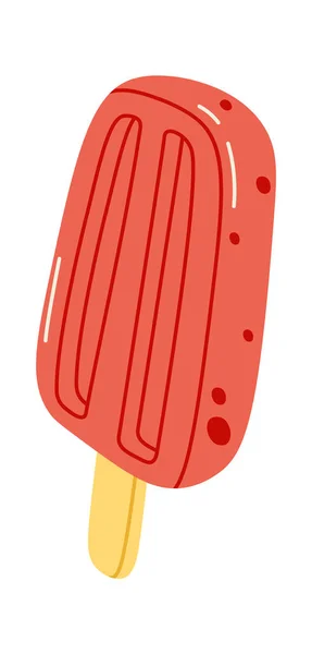 Strawberry Ice Cream Vector Flat Illustration Tasty Dessert — Stock Vector