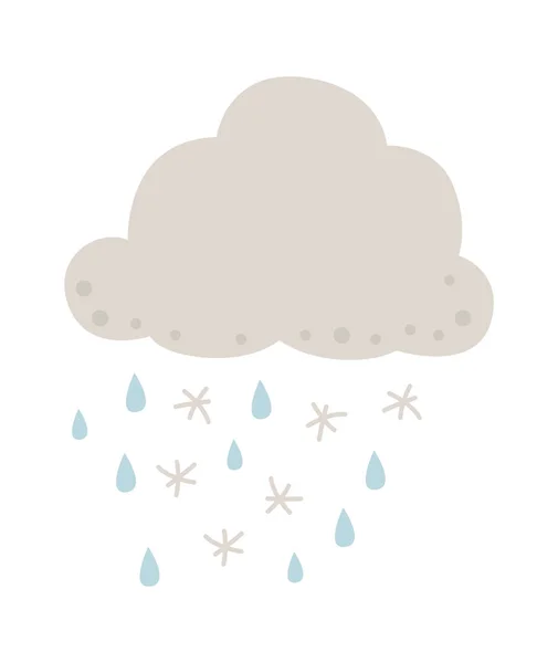 Regnmoln Med Regndroppe Sleet Weather Vektorillustration — Stock vektor