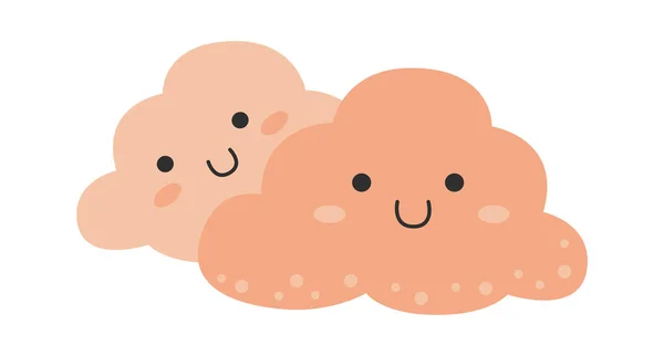 Happy Pink Clouds Characters Tempo Ilustração Vetorial — Vetor de Stock