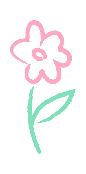 Λουλούδι Γραμμική Παιδιά Σχέδιο Εικονογράφηση Διανύσματος — Διανυσματικό Αρχείο