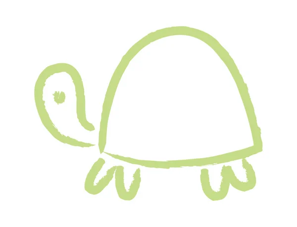 Kaplumbağa Doğrusal Çocuklar Çiziyor Vektör Illüstrasyonu — Stok Vektör