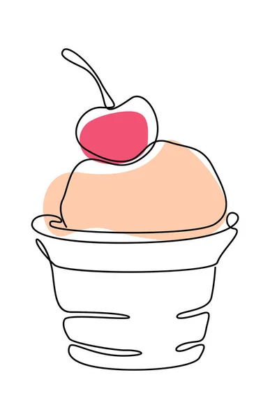 Ice Cream Ball Cup Color Spot Vector Illustration — Stock Vector