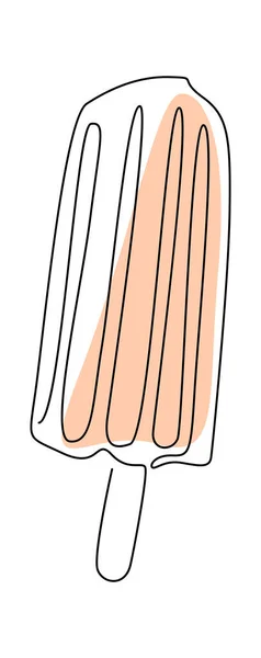 カラースポットのラインアートのスティック上のアイスクリーム ベクターイラスト — ストックベクタ
