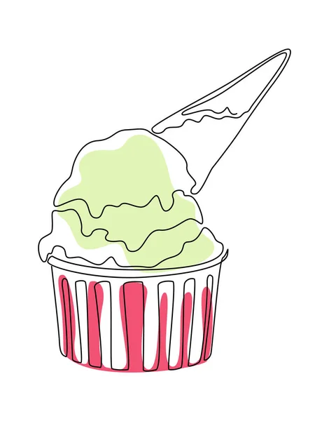 Ice Cream Cone Ball Cup Color Spots Vector Illustration — Stock Vector