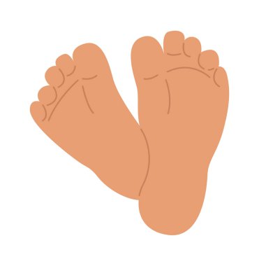 Infant foot newborn child small cute toes. Vector illustration clipart