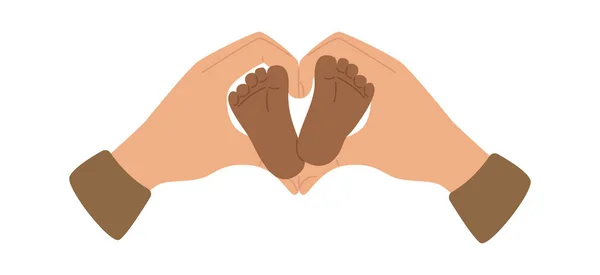 Hand Cover Baby Feet Vector Illustration — Stock Vector