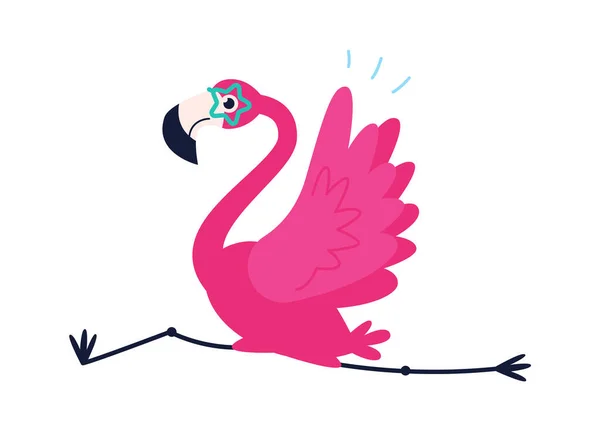 Vicces Flamingó Karakter Fut Vektorillusztráció — Stock Vector