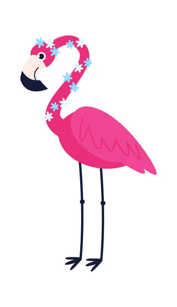 Flamingó Karakter Hosszú Lábú Madár Vektorillusztráció — Stock Vector
