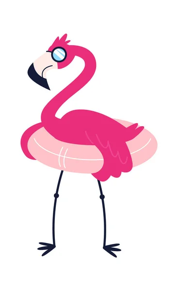 Flamingó Életmentő Koktéllal Vektorillusztráció — Stock Vector