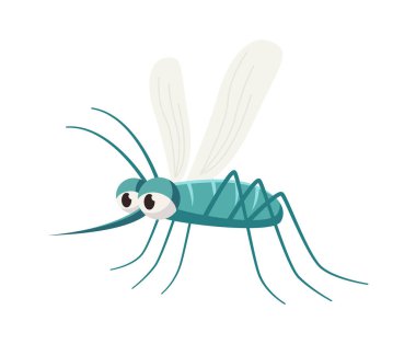 Küçük uçan sivrisinek karakteri. Vektör illüstrasyonu