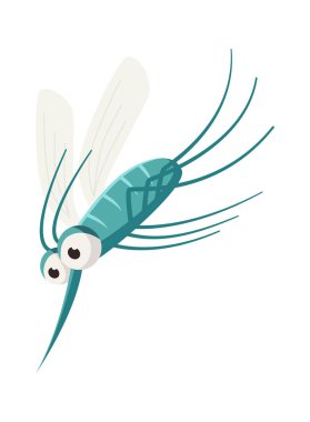 Küçük uçan sivrisinek karakteri. Vektör illüstrasyonu