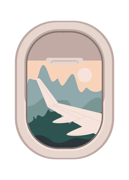 Paisagem Janela Avião Ilustração Vetorial — Vetor de Stock
