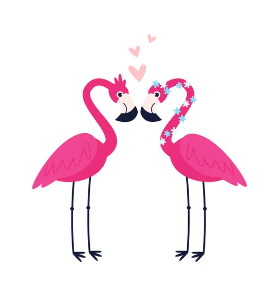 Duas Personagens Flamingo Apaixonadas Ilustração Vetorial —  Vetores de Stock