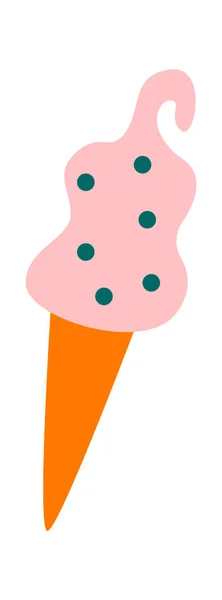 冰淇淋在锥形华夫饼中的应用 矢量说明 — 图库矢量图片