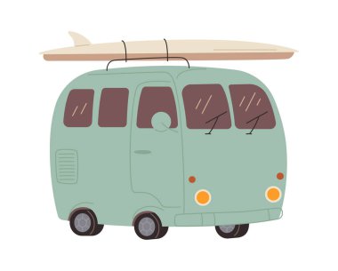 Sörf tahtası vektörlü seyahat arabası