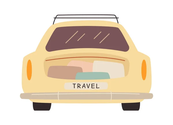 装有行李箱和行李传送器的旅行车 — 图库矢量图片