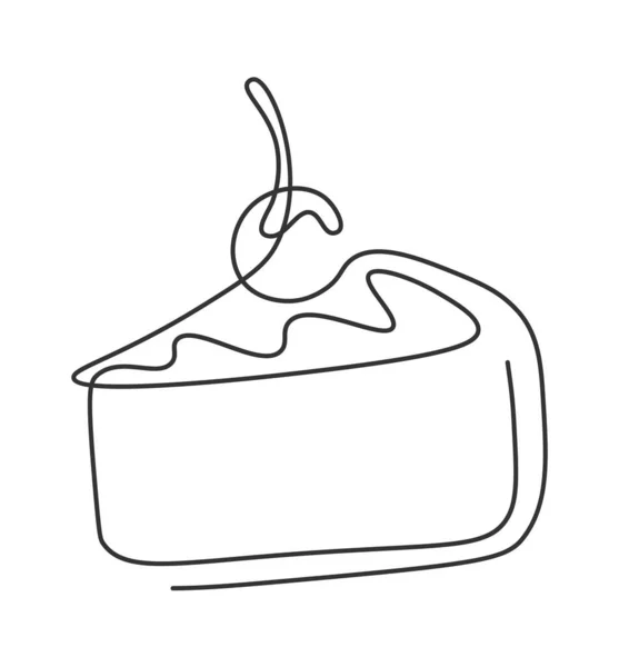 ラインアートの誕生日ケーキのピース ベクターイラスト — ストックベクタ