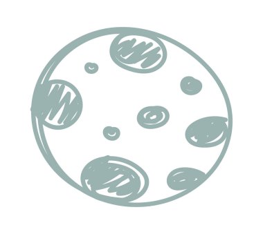 Çocuklar kurşun kalemle ay çiziyor. Vektör illüstrasyonu