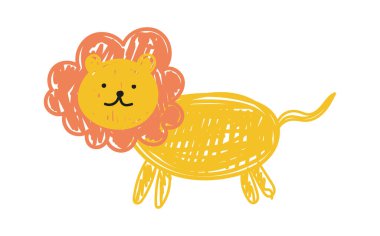 Kurşun kalemle aslan resmi çiziyorum. Vektör illüstrasyonu