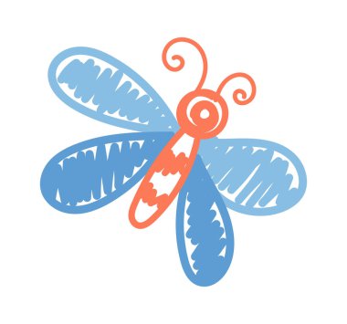 Kurşun kalemle kelebek çiziyorum. Vektör illüstrasyonu