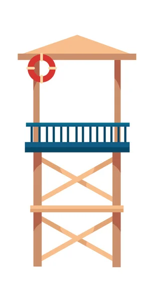Dřevěná Záchranná Stanice Vektorová Ilustrace — Stockový vektor