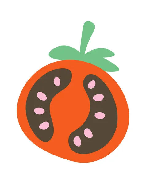 Moitié Tomate Légumes Biologiques Illustration Vectorielle — Image vectorielle