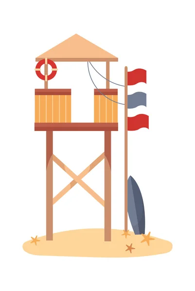 stock vector Wooden lifeguard station on coast. Vector illustration